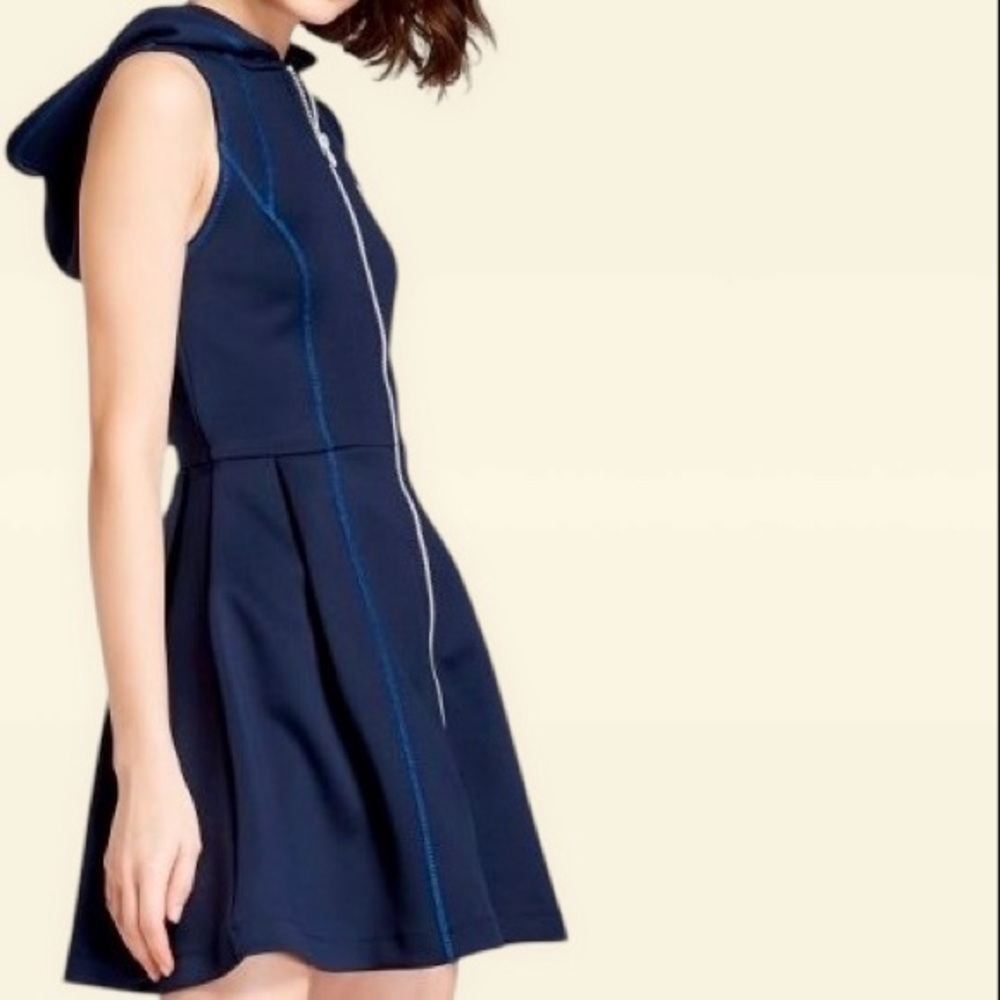NWT Hunter for Target Navy Blue Scuba Style Zip-Up Fit & Flare Hooded Dress S